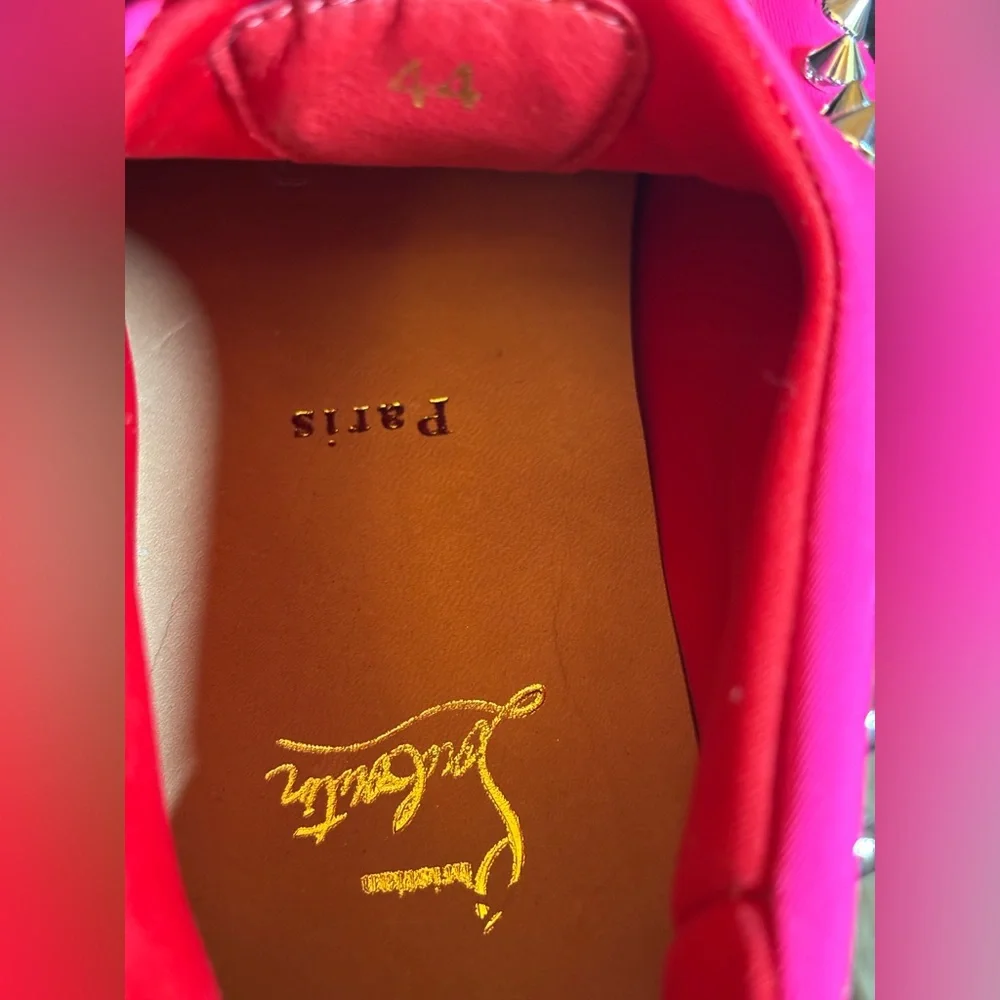 NWOB - Christian Louboutin Neon Pink Studded Sneakers - Picture 7 of 10